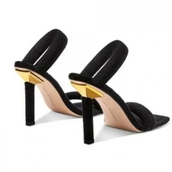 New good American Terry slip on black Square toe high heel - Picture 3 of 9